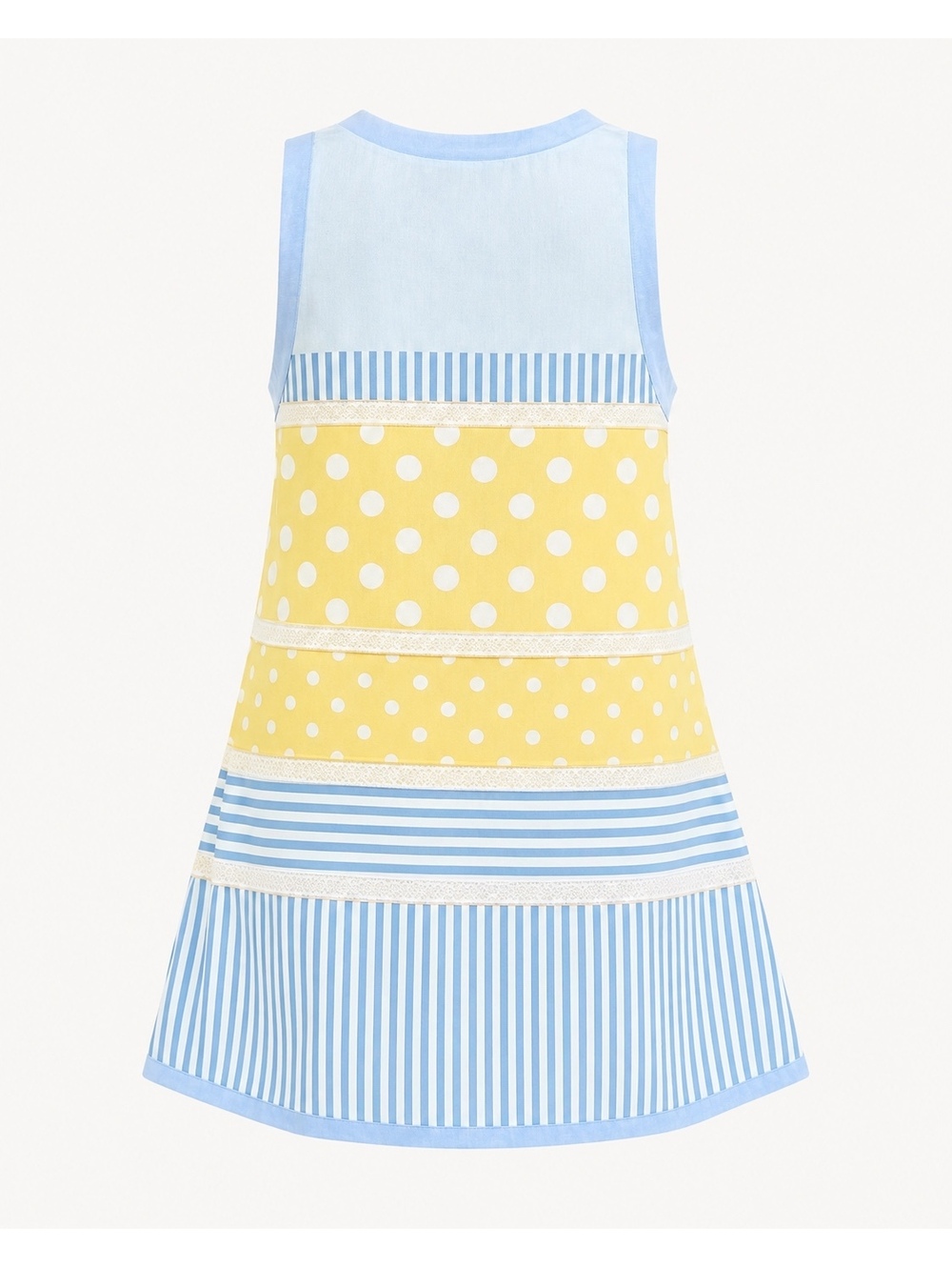 Patchwork Polka Dot Stripe Sleeveless Summer Dress - Picture 5 of 7
